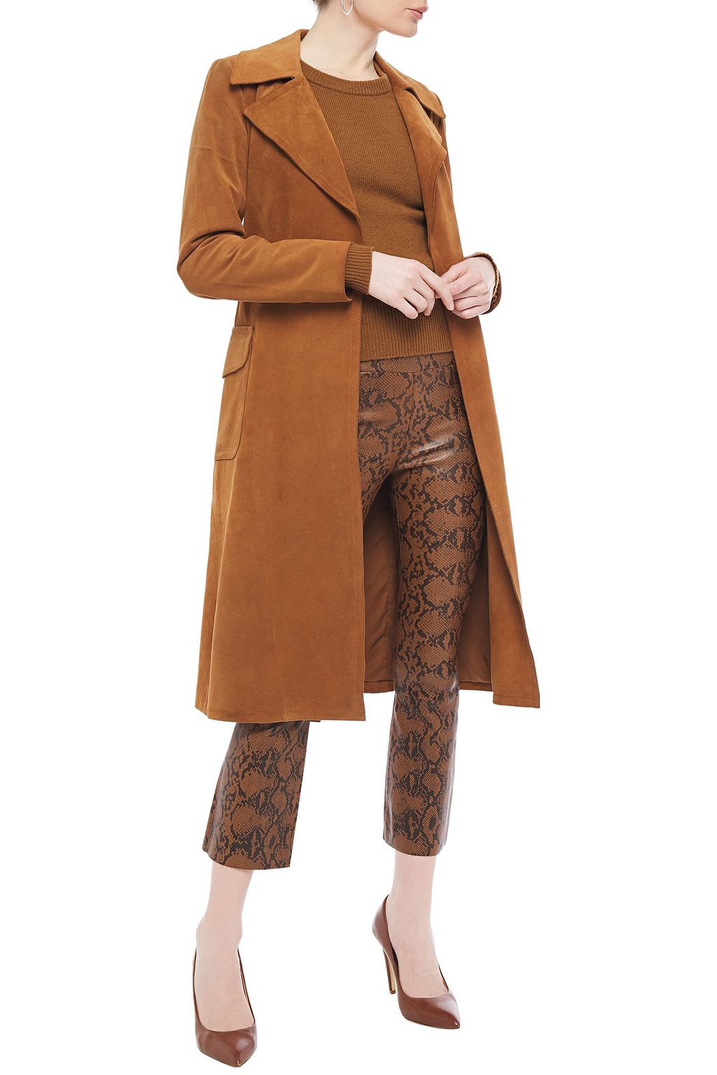 SPRWMN Snake-print stretch-leather kick-flare pants