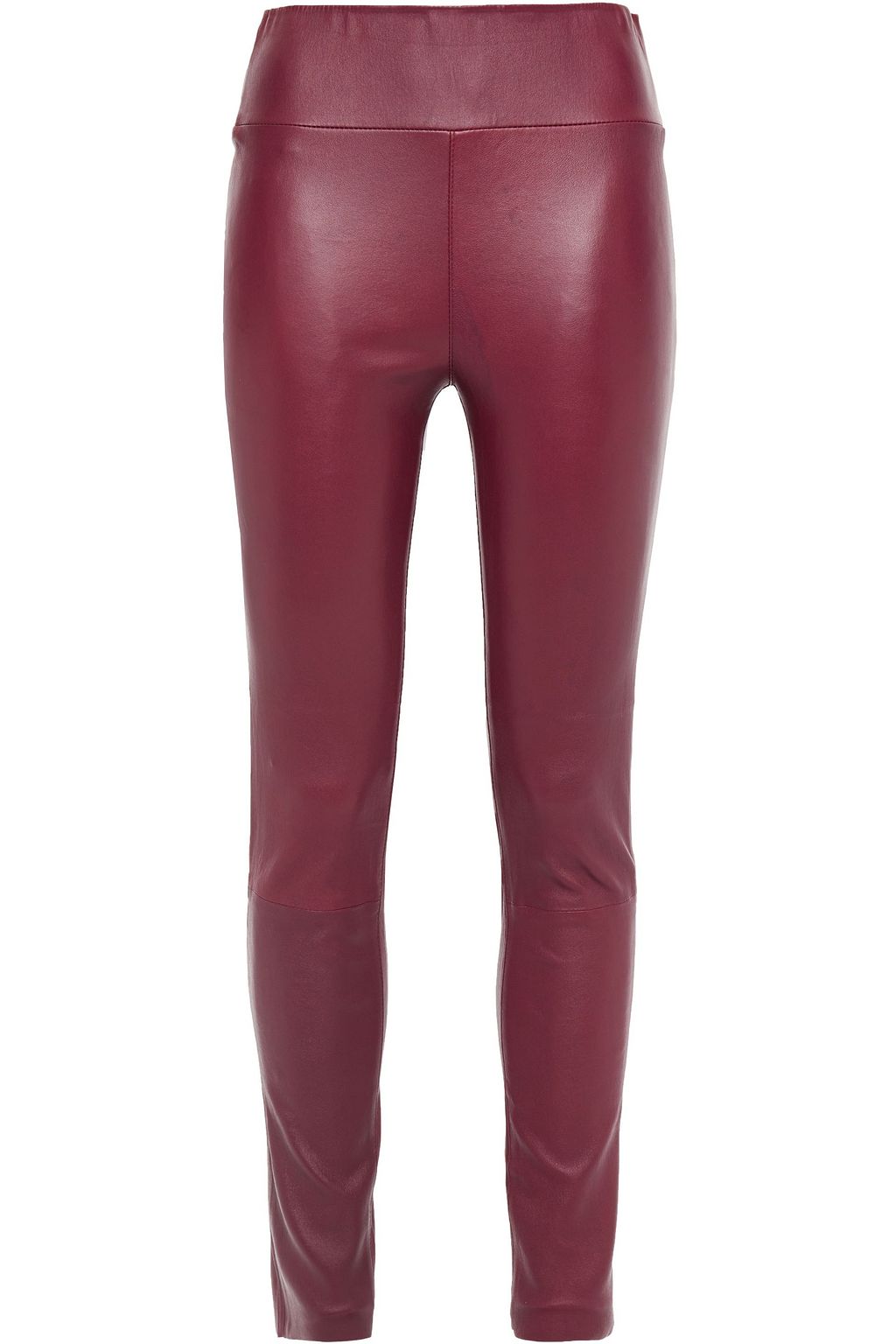 plum leather leggings