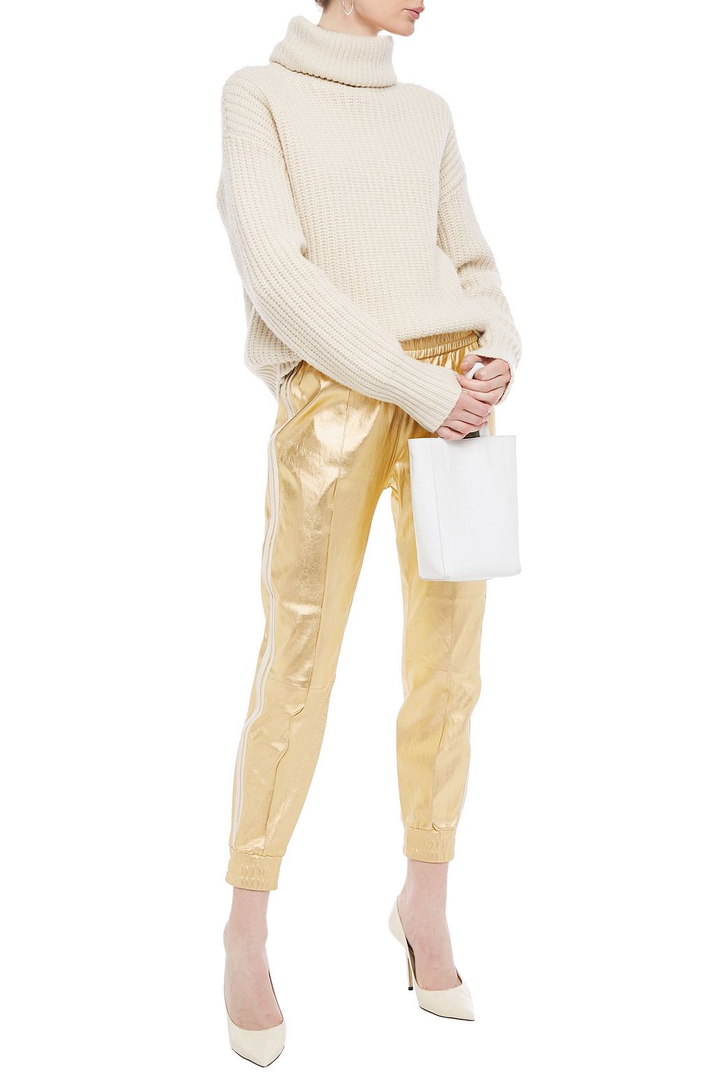SPRWMN Striped metallic leather track pants