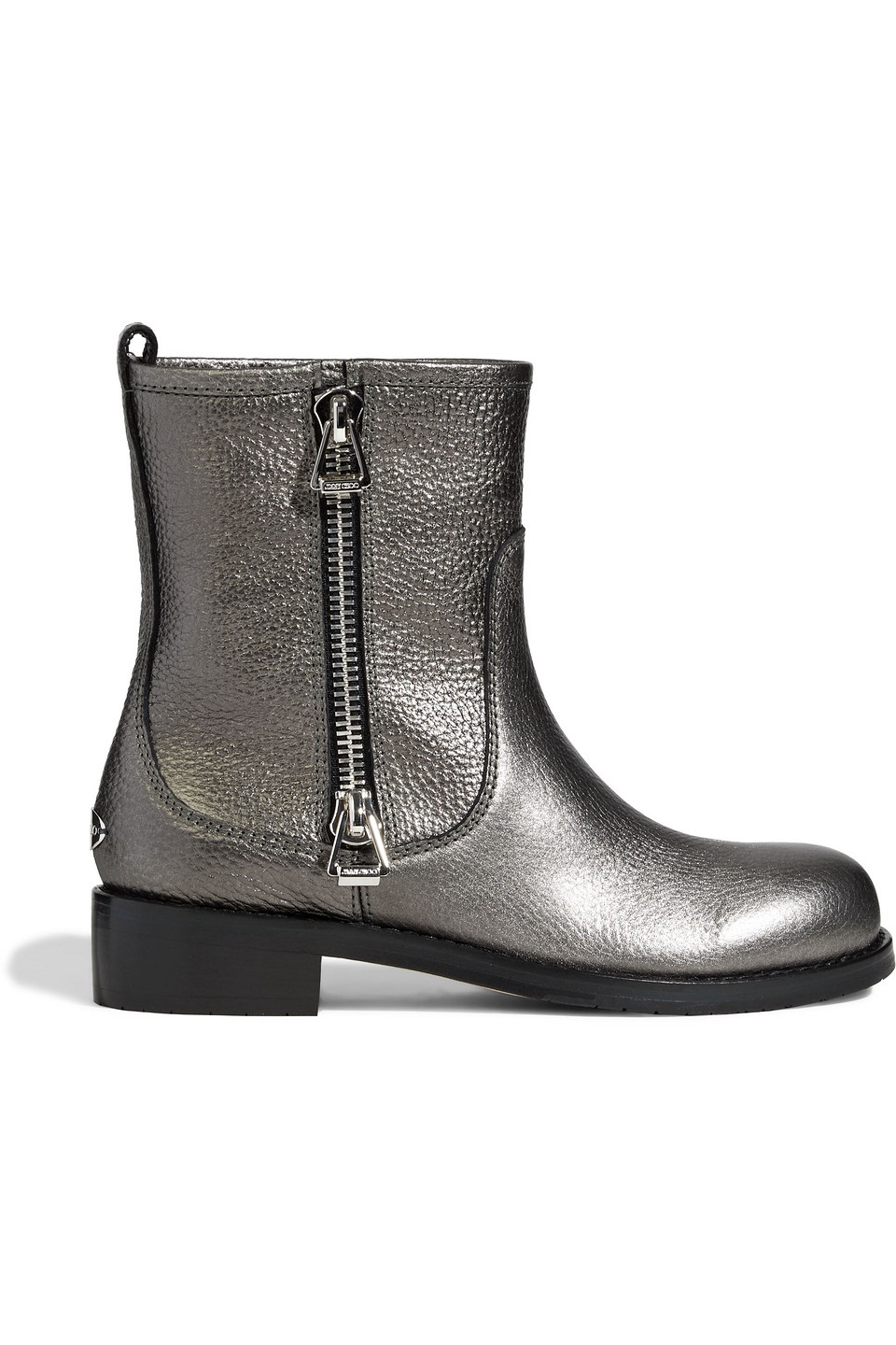 jimmy choo - dondo metallic pebbled-leather boots - gray - eu 35