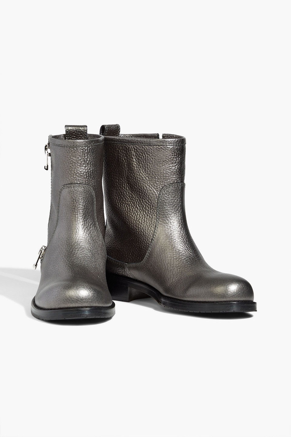 Jimmy Choo Dondo Metallic Pebbled-leather Boots In Anthracite