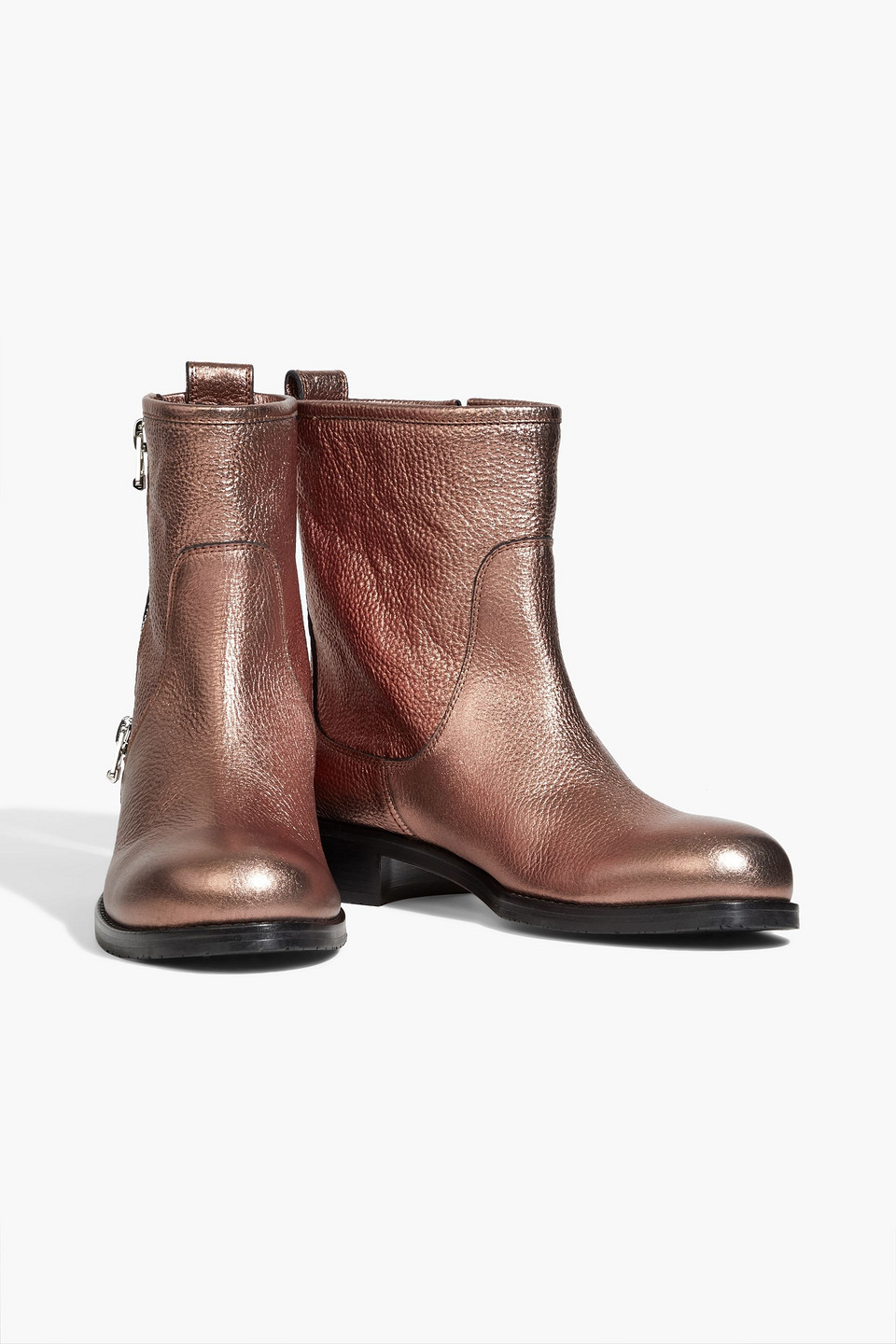 Jimmy Choo Dondo Metallic Pebbled-leather Boots In Antique Rose