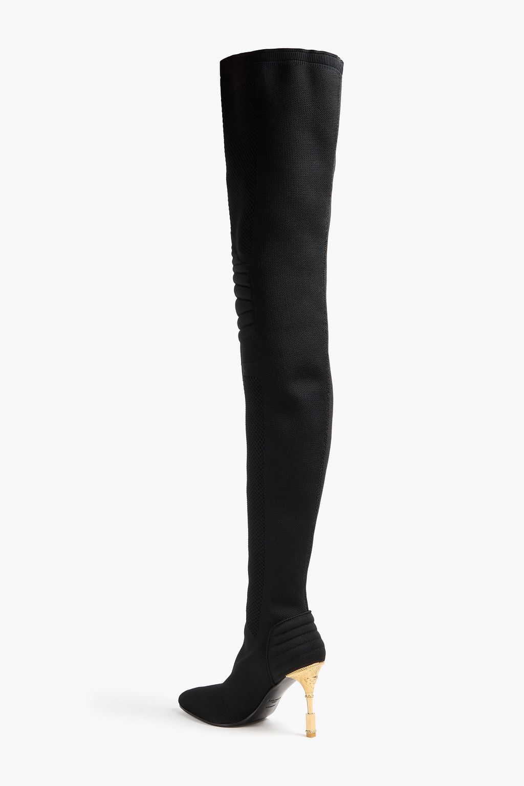 BALMAIN Medusa stretch-knit thigh boots