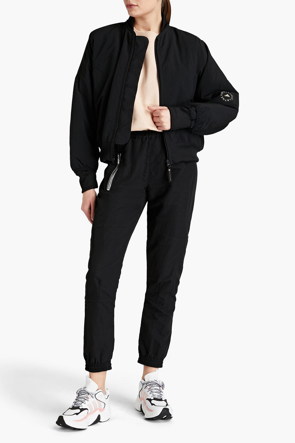 Adidas By Stella Mccartney Oversized Printed Shell Jacket In Black