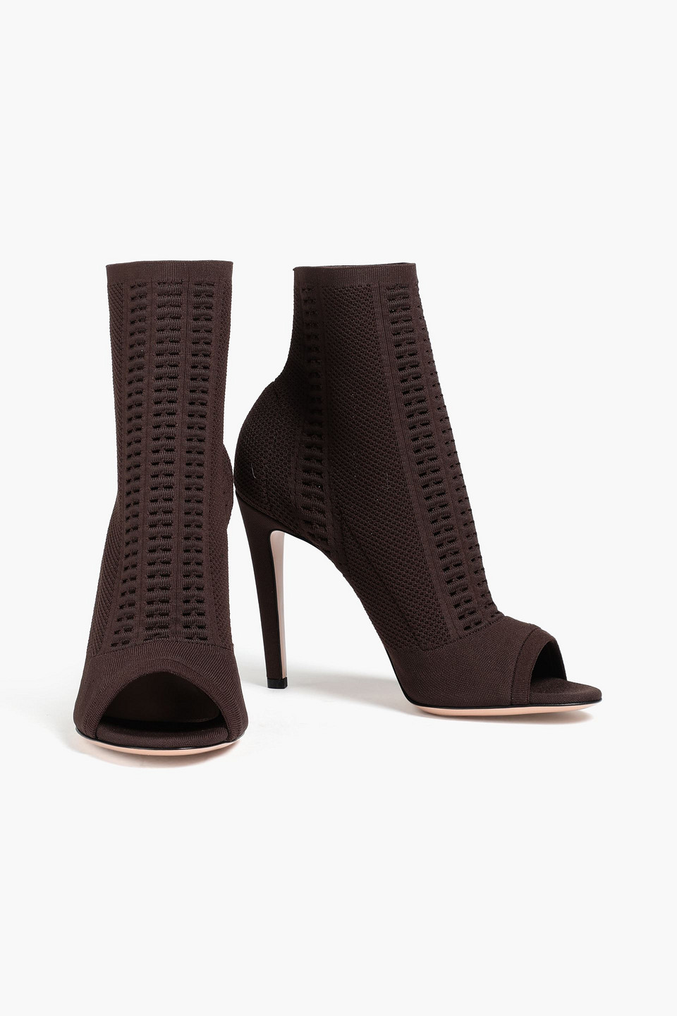 Gianvito Rossi Vires 105 Open-knit Sock Boots In Chocolate
