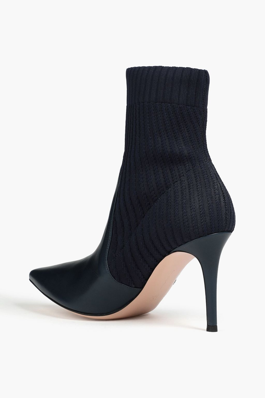 GIANVITO ROSSI Katie leather-paneled ribbed-knit sock boots