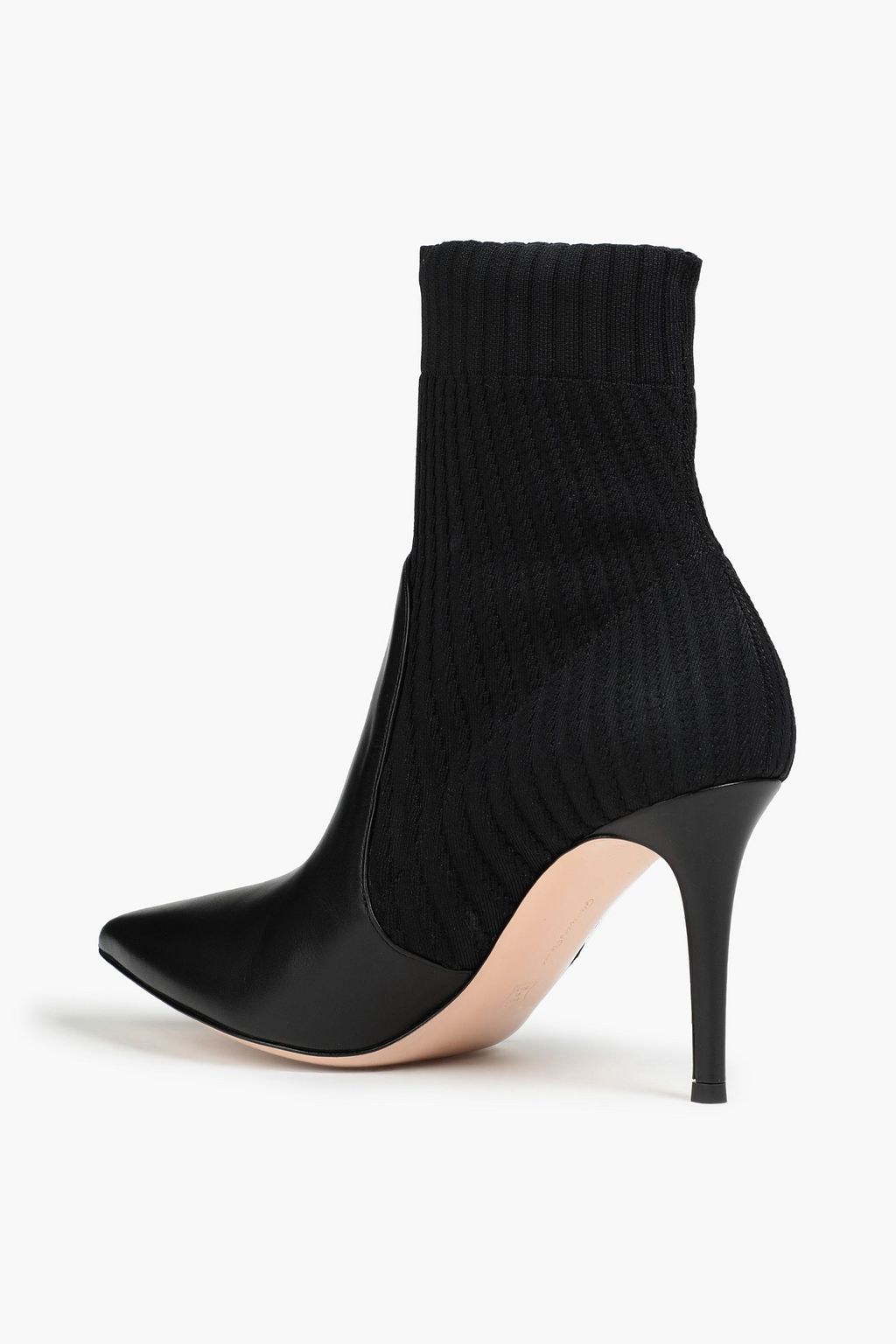 GIANVITO ROSSI Katie leather-paneled ribbed-knit sock boots