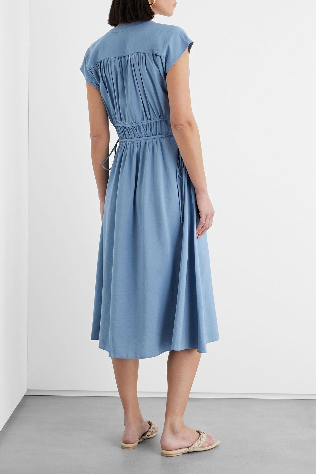 IRIS & INK Jacqueline shirred woven midi dress