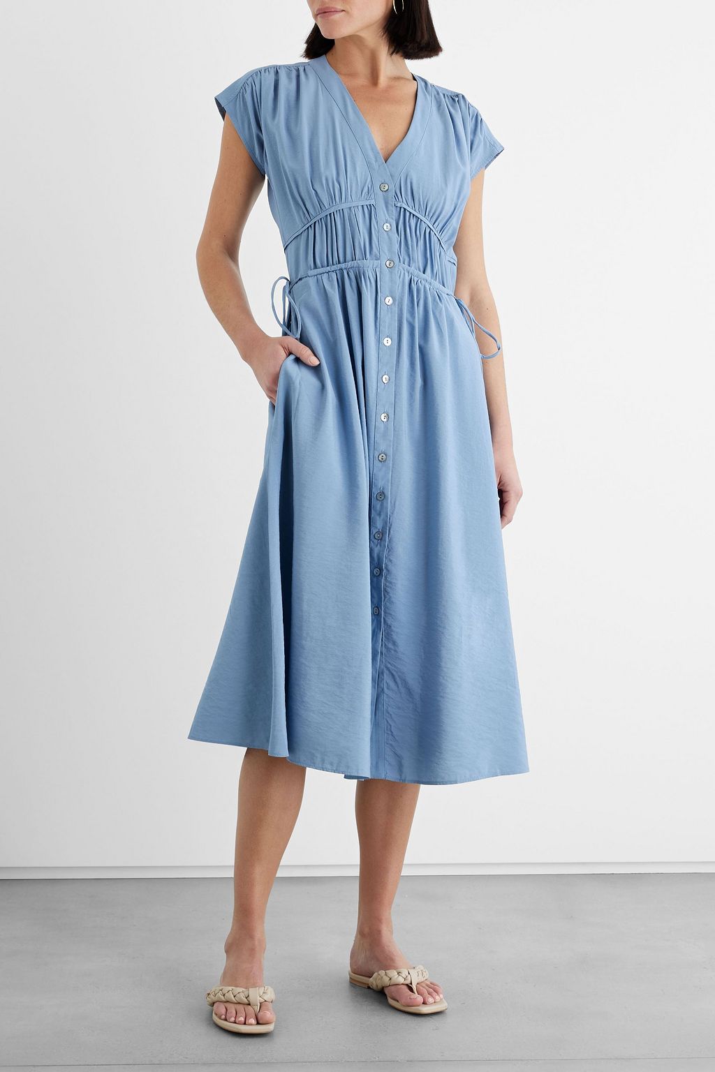 IRIS & INK Jacqueline shirred woven midi dress