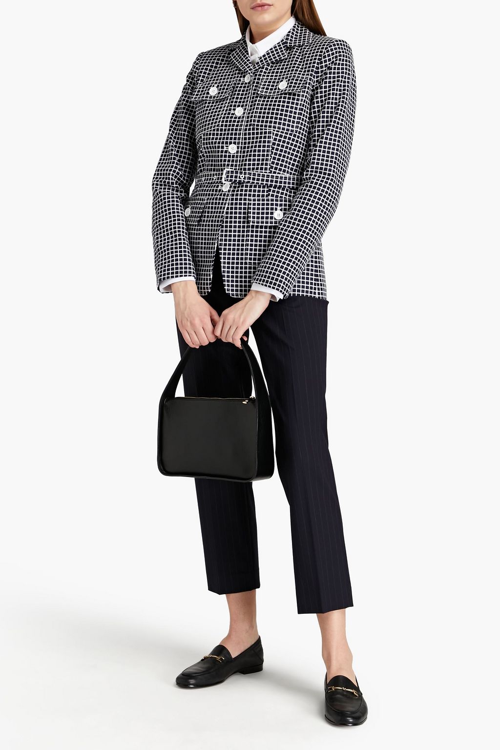 MICHAEL MICHAEL KORS Belted checked cotton-blend twill jacket
