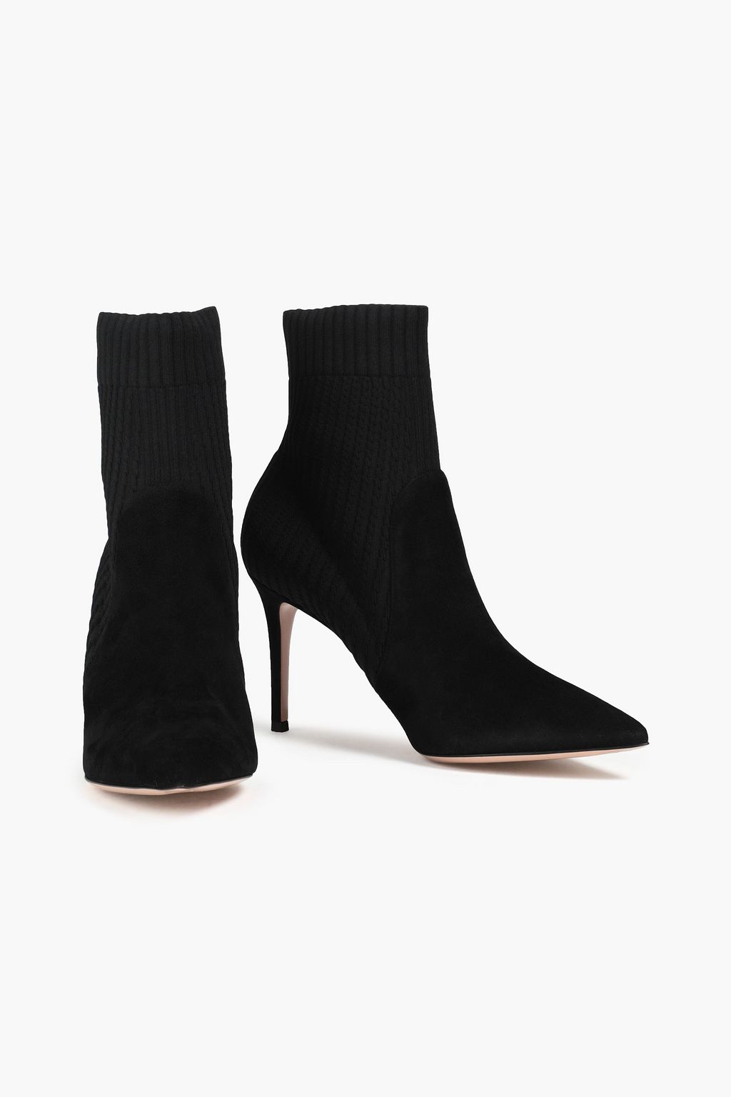 GIANVITO ROSSI Katie suede-paneled stretch-knit sock boots