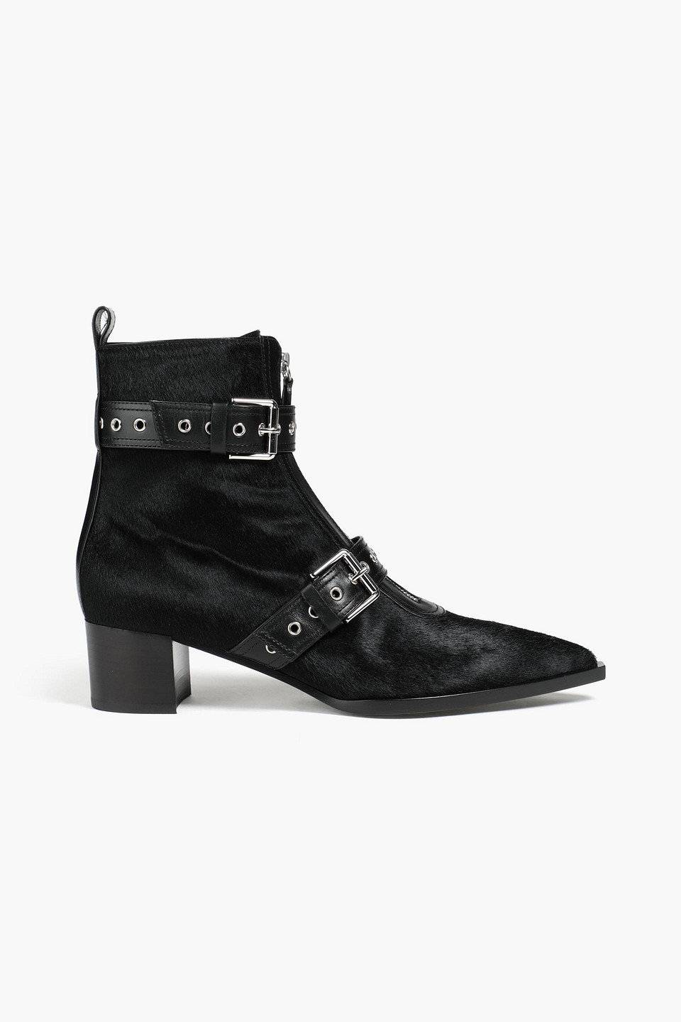 Gianvito Rossi Emmett Buckled Calf Hair Ankle Boots In Black