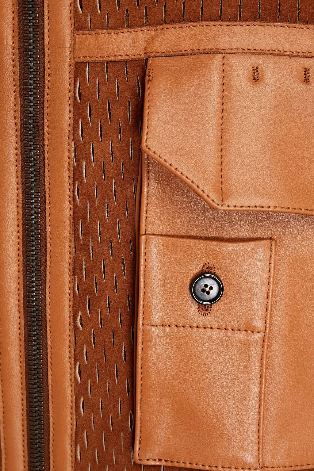 ACNE STUDIOS Leather-trimmed laser-cut shearling coat