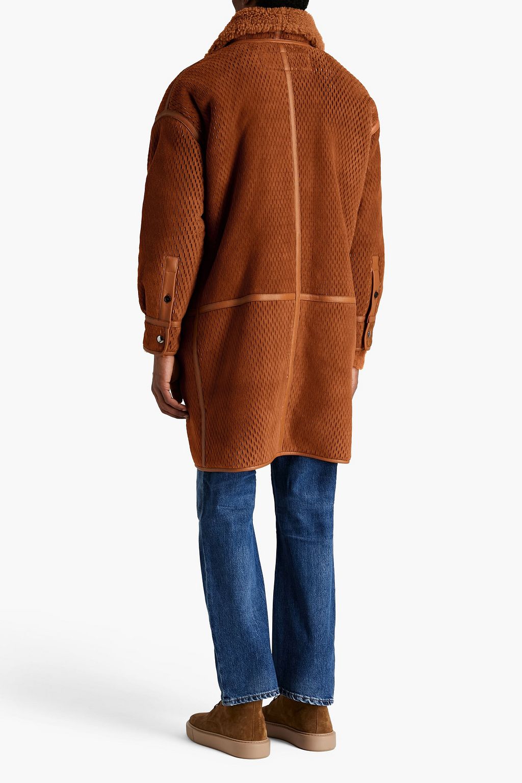 ACNE STUDIOS Leather-trimmed laser-cut shearling coat