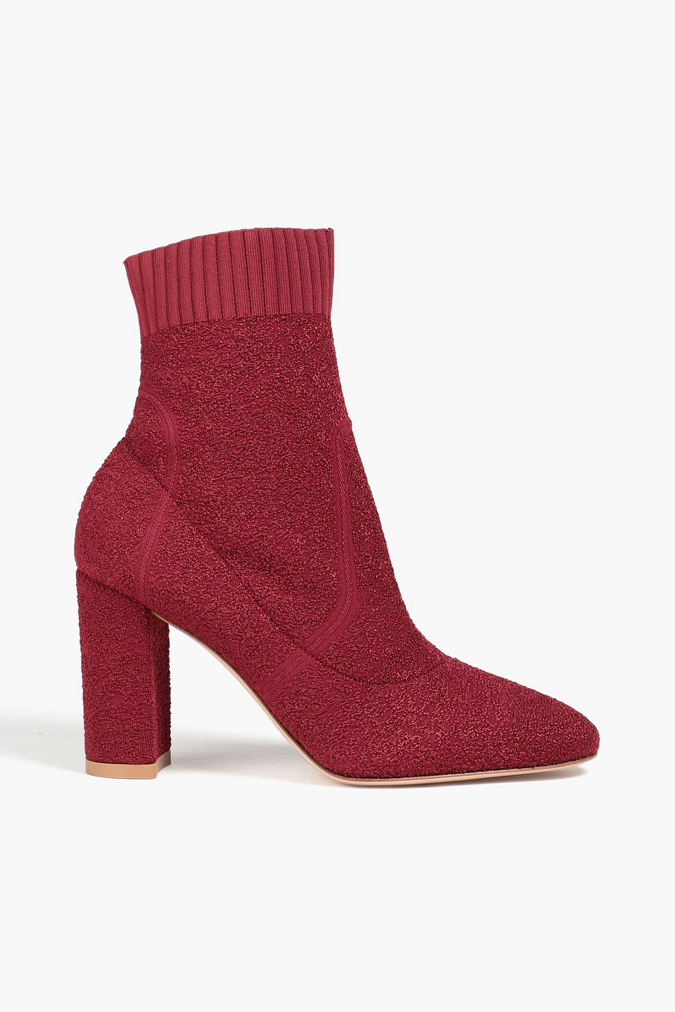 Gianvito Rossi Isa Bouclé-knit Sock Boots In Claret