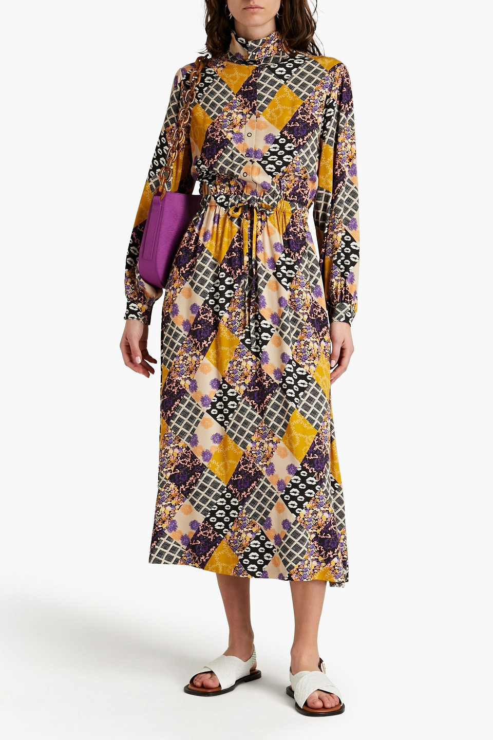 Hofmann Copenhagen Naomie Gathered Printed Ecovero-twill Midi Dress