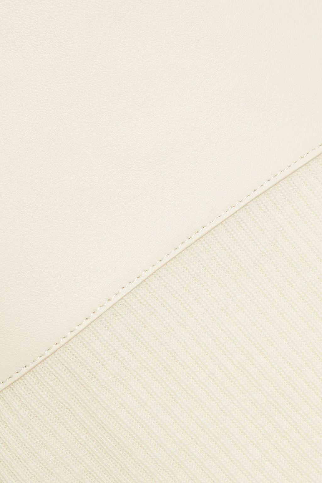 CHLOÉ One-sleeve leather and ribbed wool midi dress