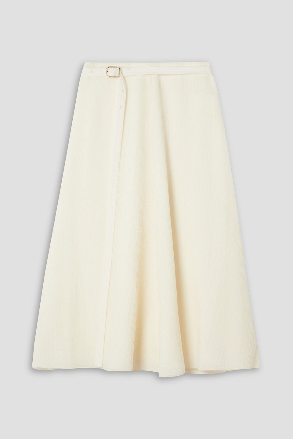Chloé Belted Wool-gauze Midi Skirt In White