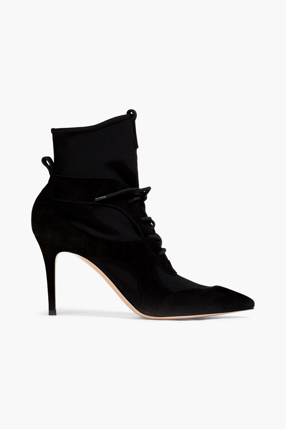 Gianvito Rossi Jenna Suede-paneled Stretch-knit Sock Boots In Black