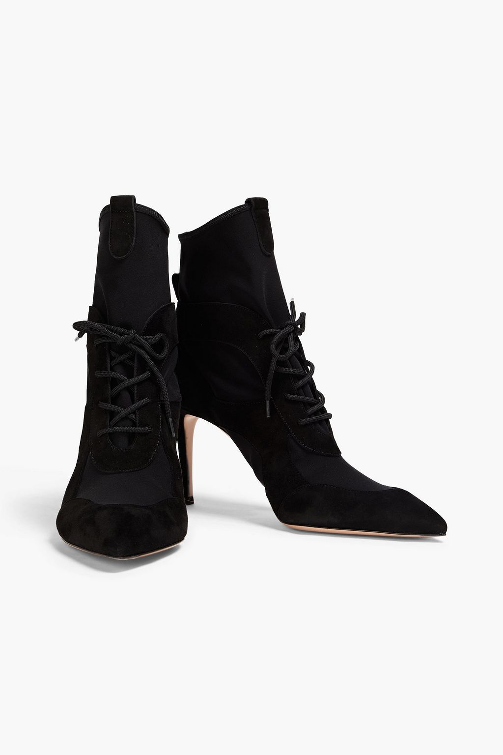GIANVITO ROSSI Jenna suede-paneled stretch-knit sock boots