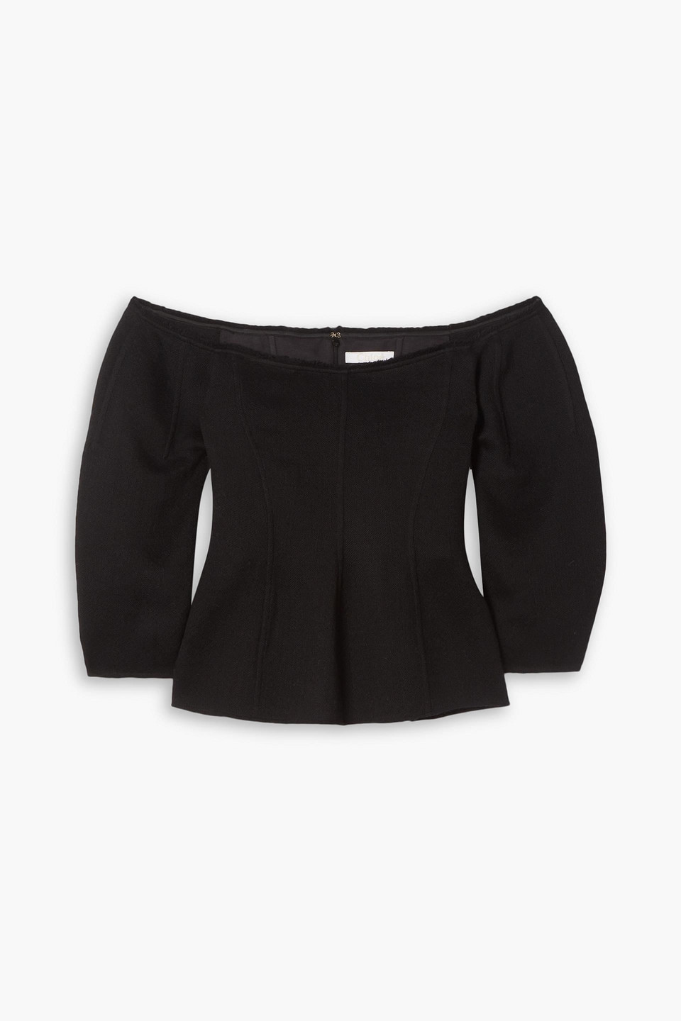 Chloé Off-the-shoulder Paneled Wool And Cashmere-blend Top In Schwarz