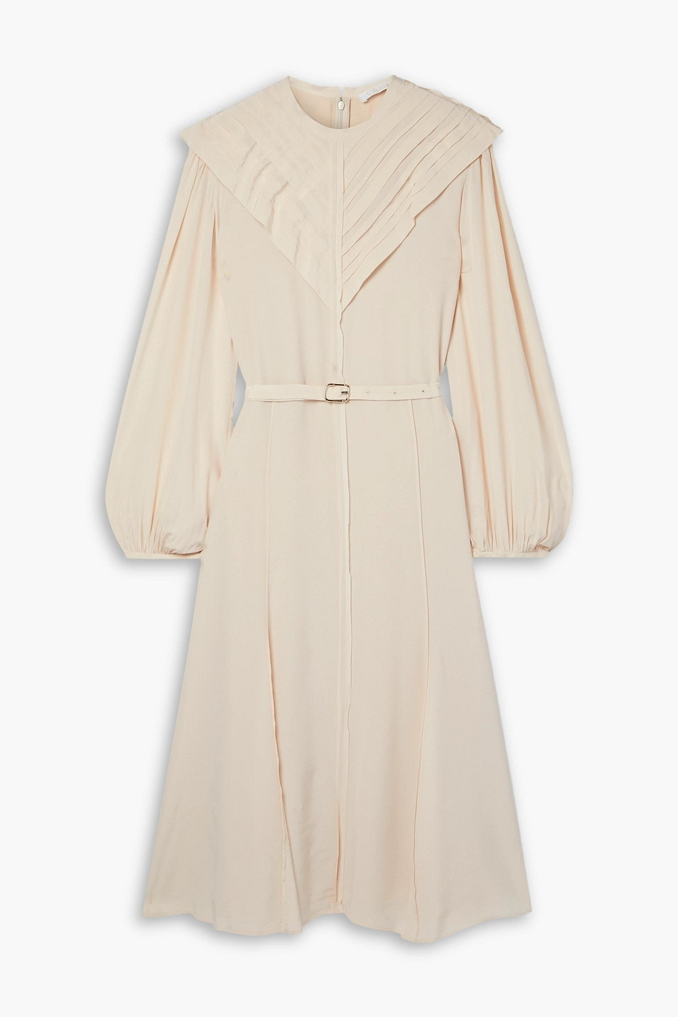 Chloé Pintucked silk crepe de chine midi dress