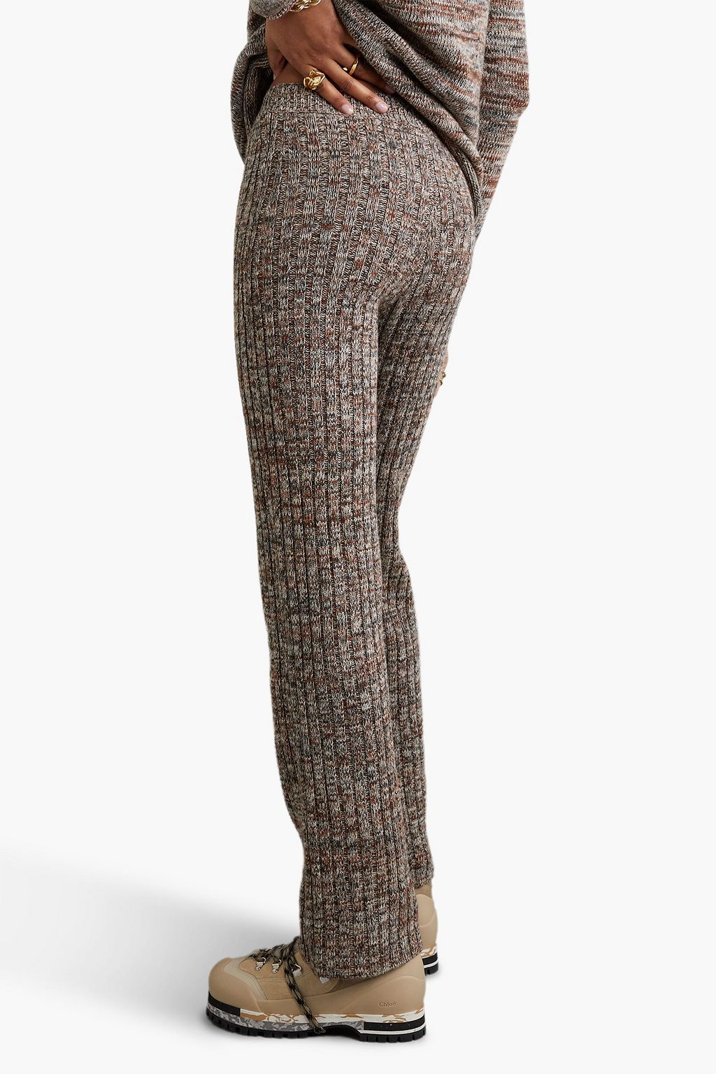 CHLOÉ Ribbed cashmere and wool-blend straight-leg pants