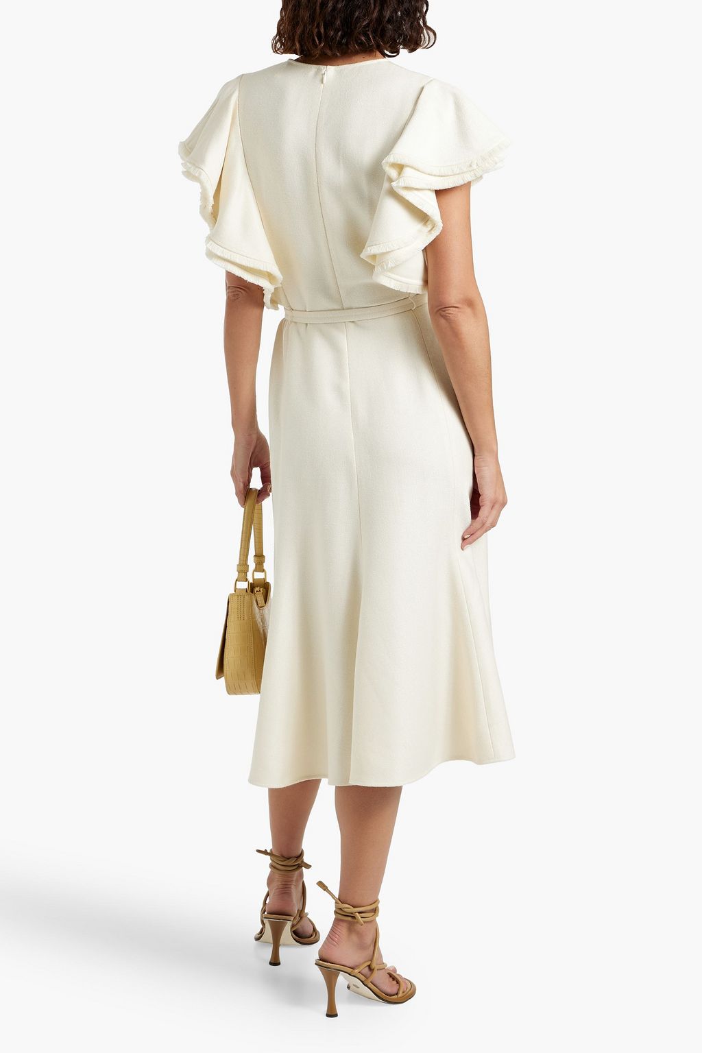 CHLOÉ Ruffled silk and wool-blend midi dress