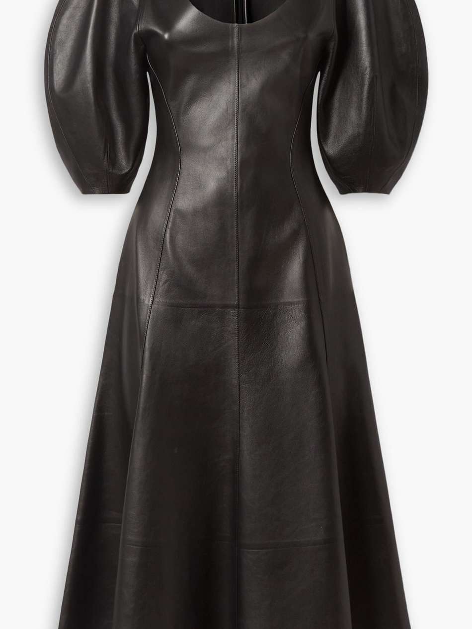 leather midi dress