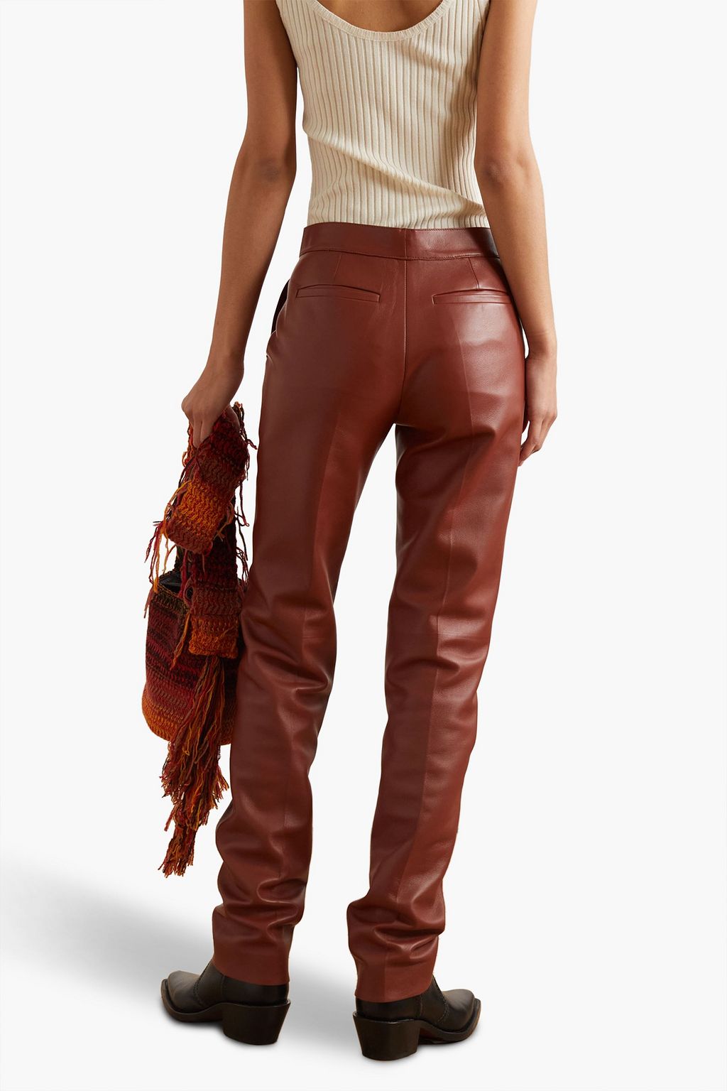 CHLOÉ بنطال من الجلد بأرجل مستقيمة