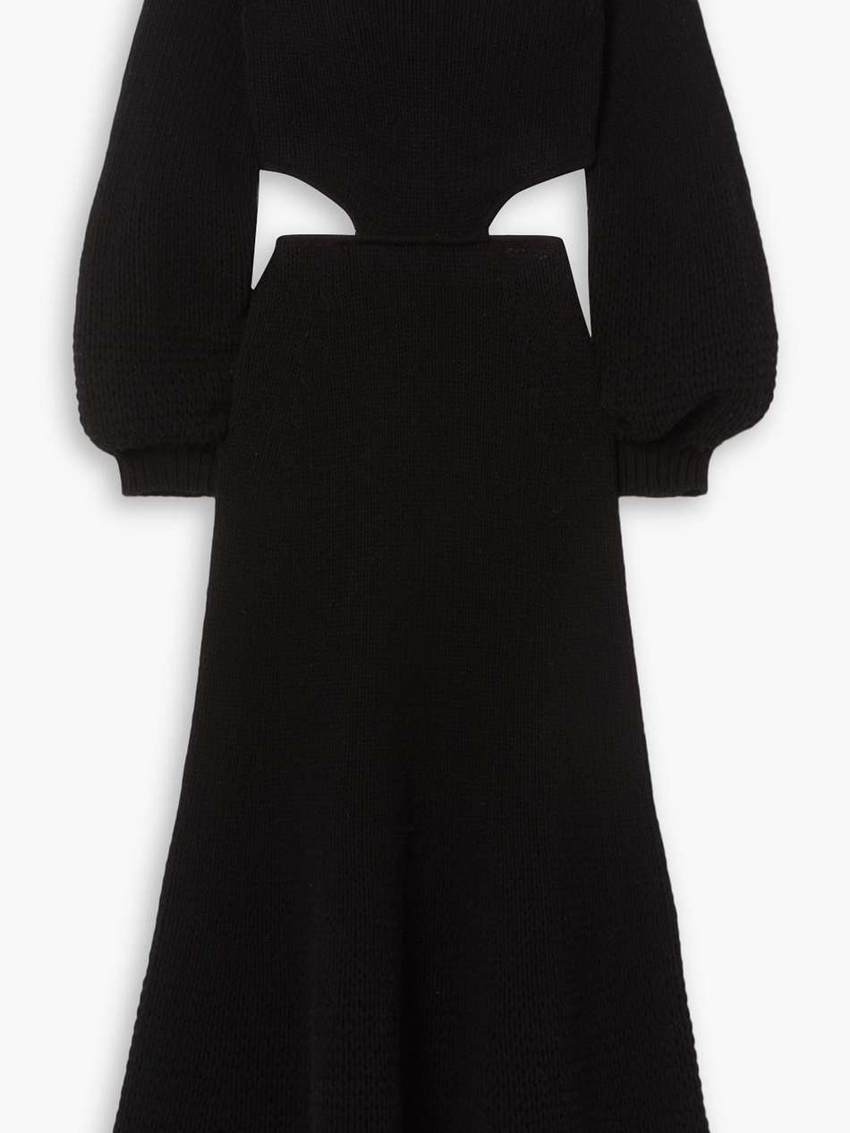 off-the-shoulder cutout wool and cashmere-blend midi dress