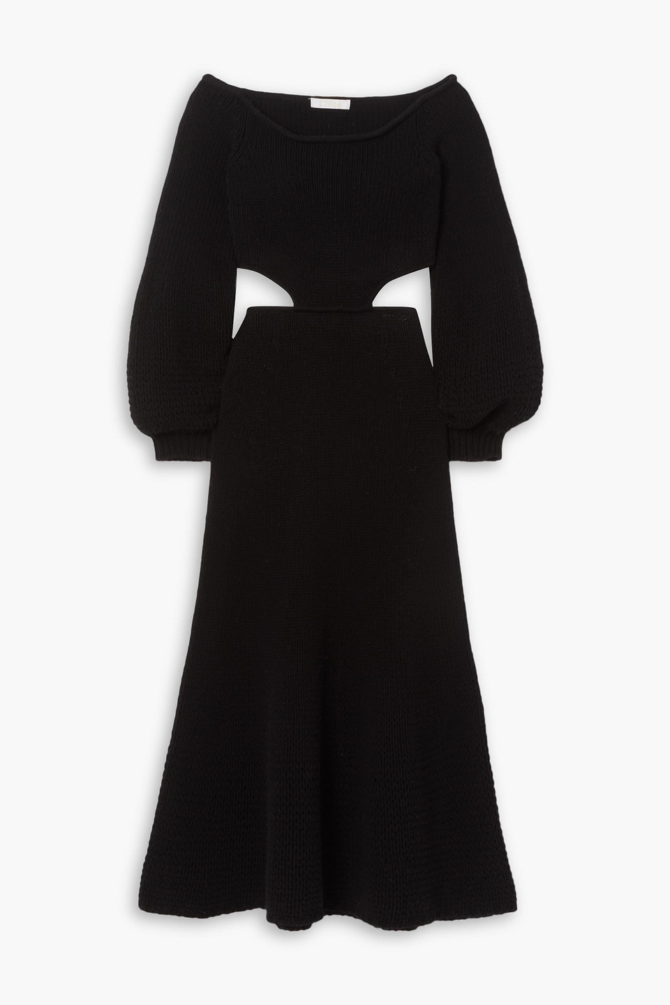 Shop Chloé Off-the-shoulder Cutout Wool And Cashmere-blend Midi Dress In Schwarz
