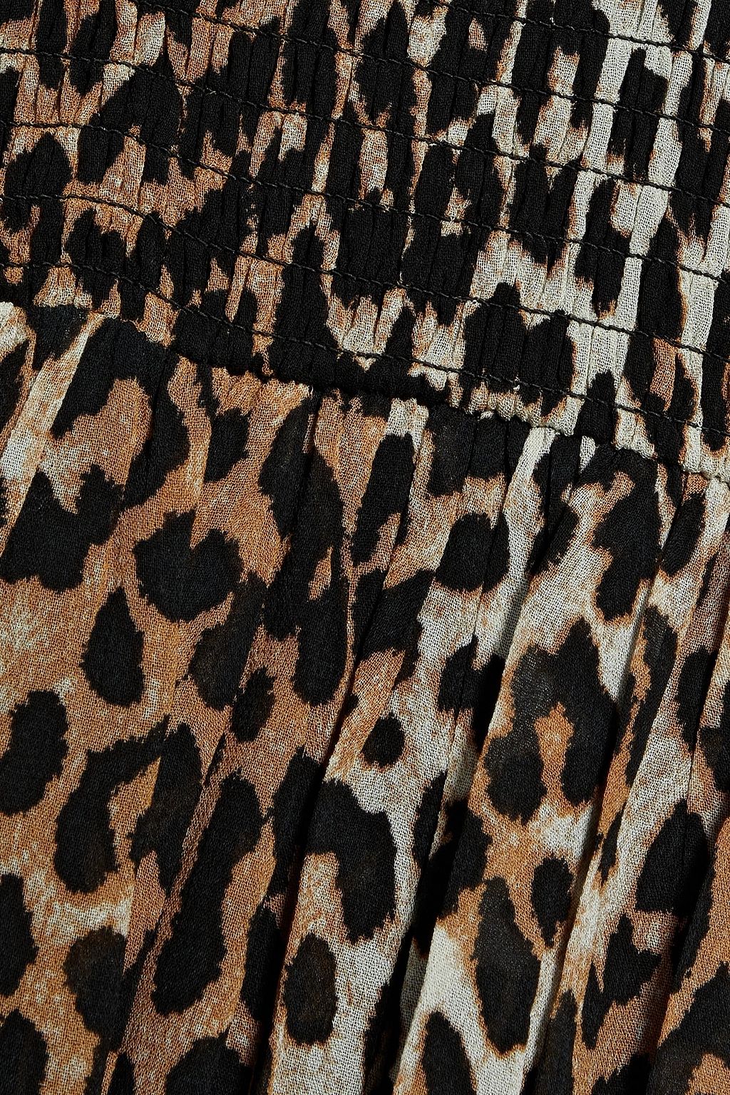 GANNI Shirred leopard-print crepe midi dress
