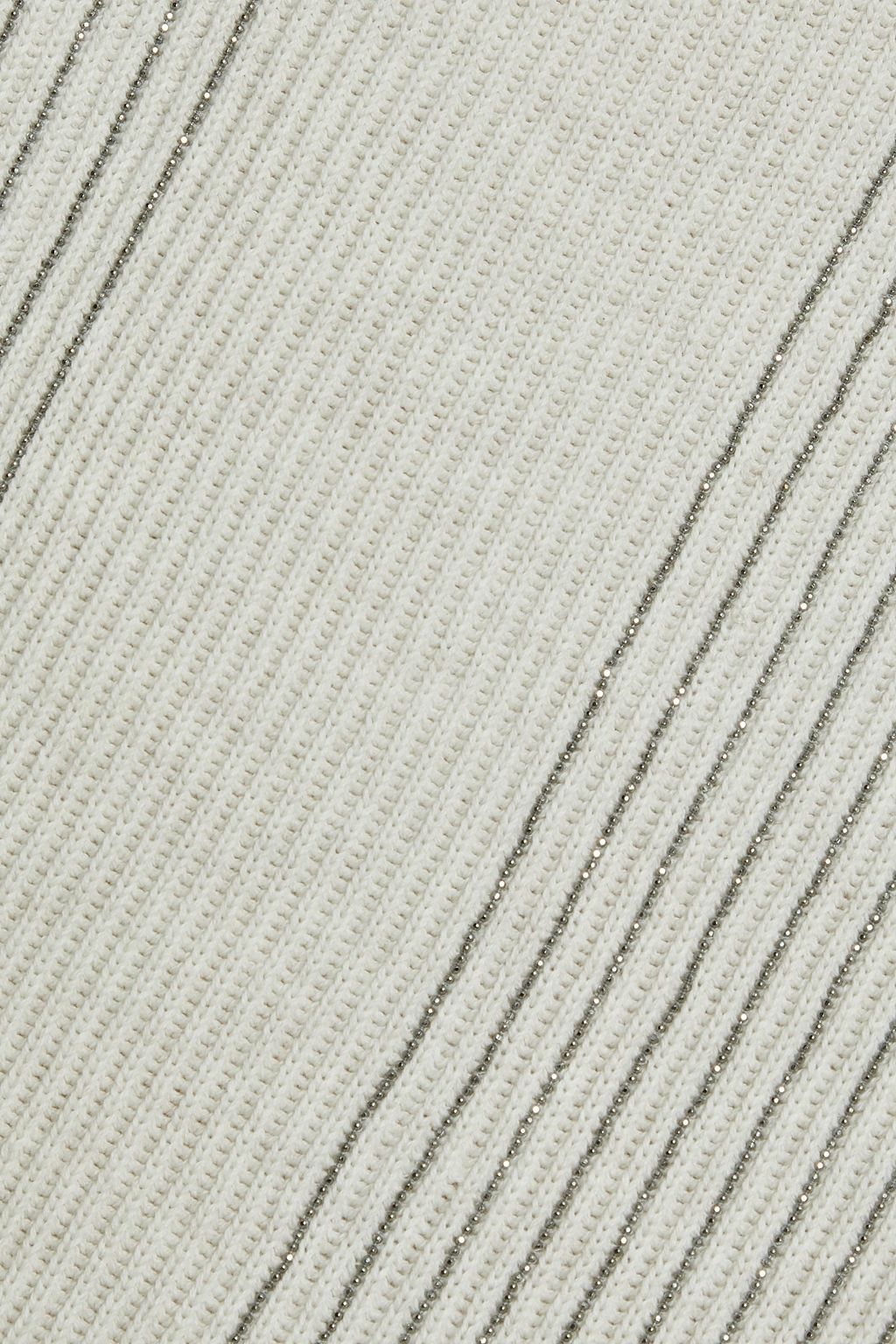 BRUNELLO CUCINELLI Fringed bead-embellished ribbed cotton sweater