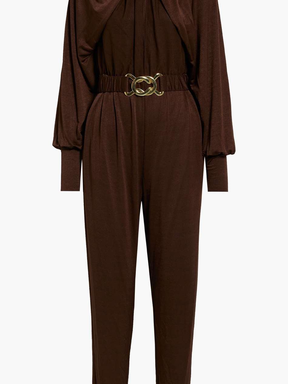 mika belted draped satin-jersey jumpsuit