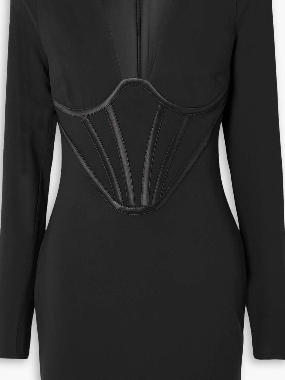 silk satin-trimmed crepe mini dress