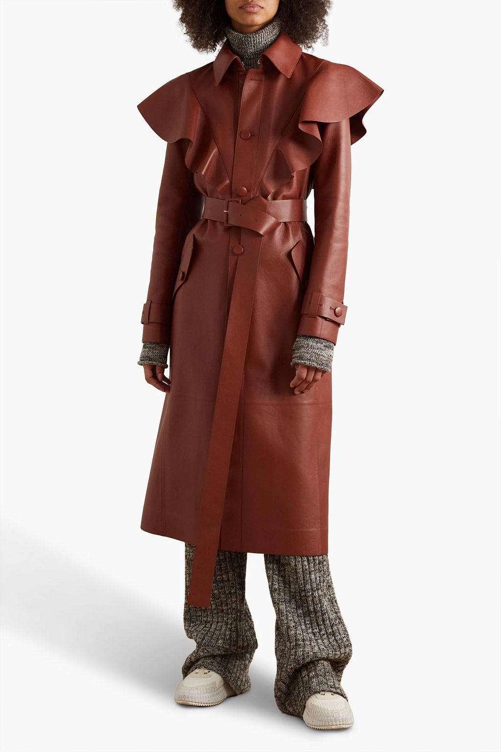 CHLOÉ Ruffled leather trench coat
