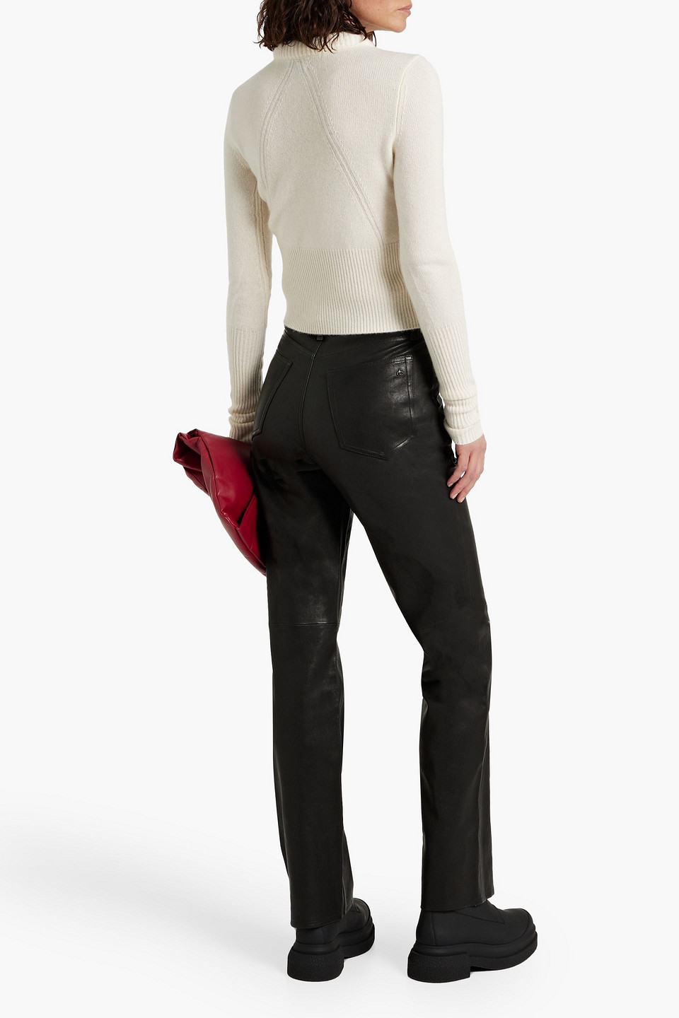 Shop Rag & Bone Alex Leather Straight-leg Pants In Black