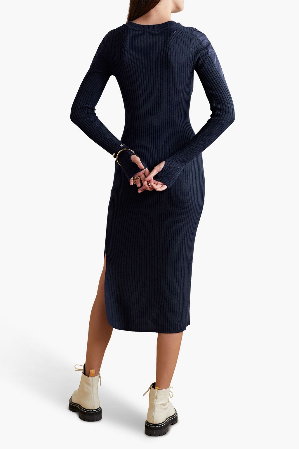 RAG & BONE Nikole shell-paneled ribbed wool midi dress