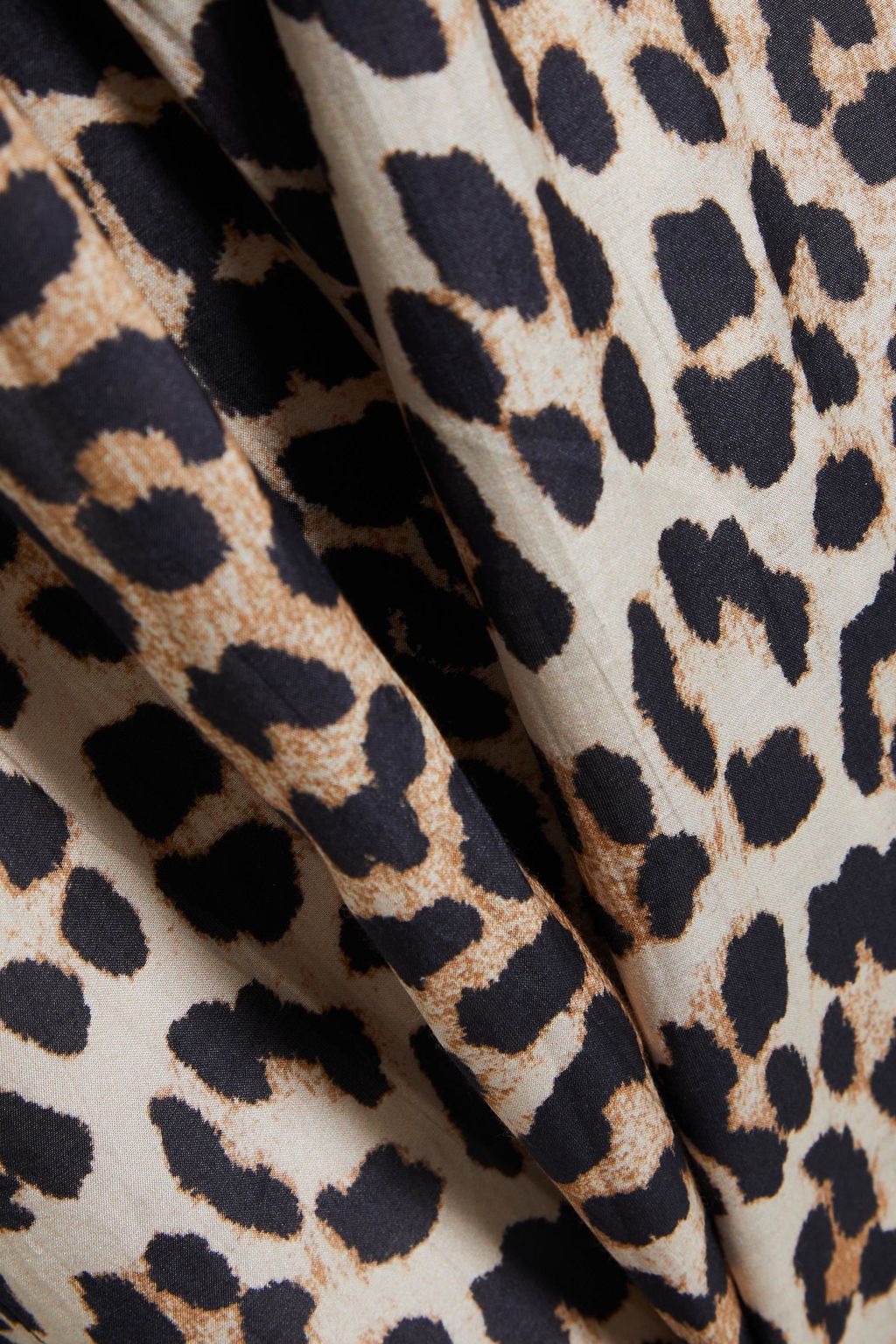 GANNI Pleated leopard-print cotton and silk-blend voile dress