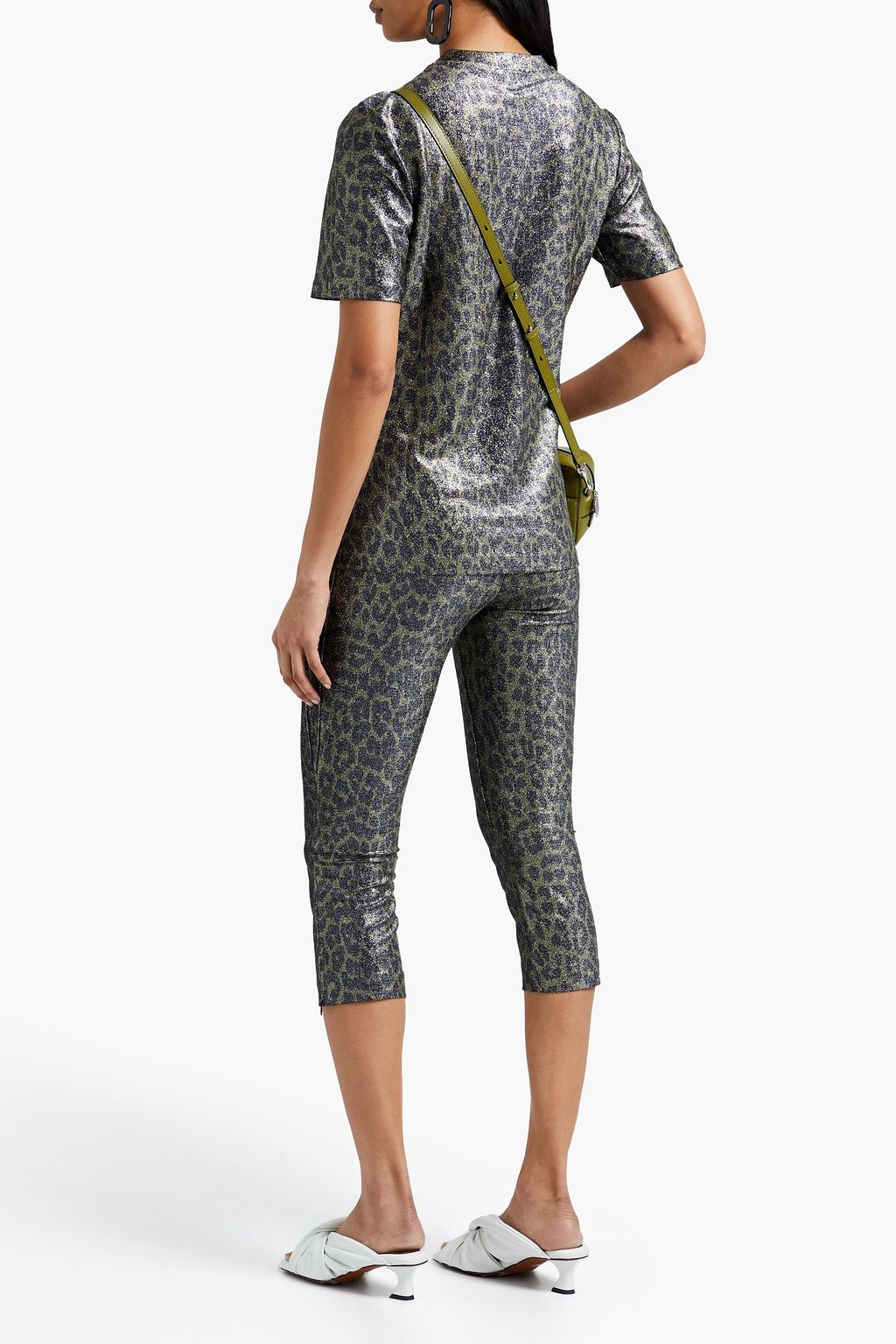 GANNI Metallic leopard-print jersey T-shirt