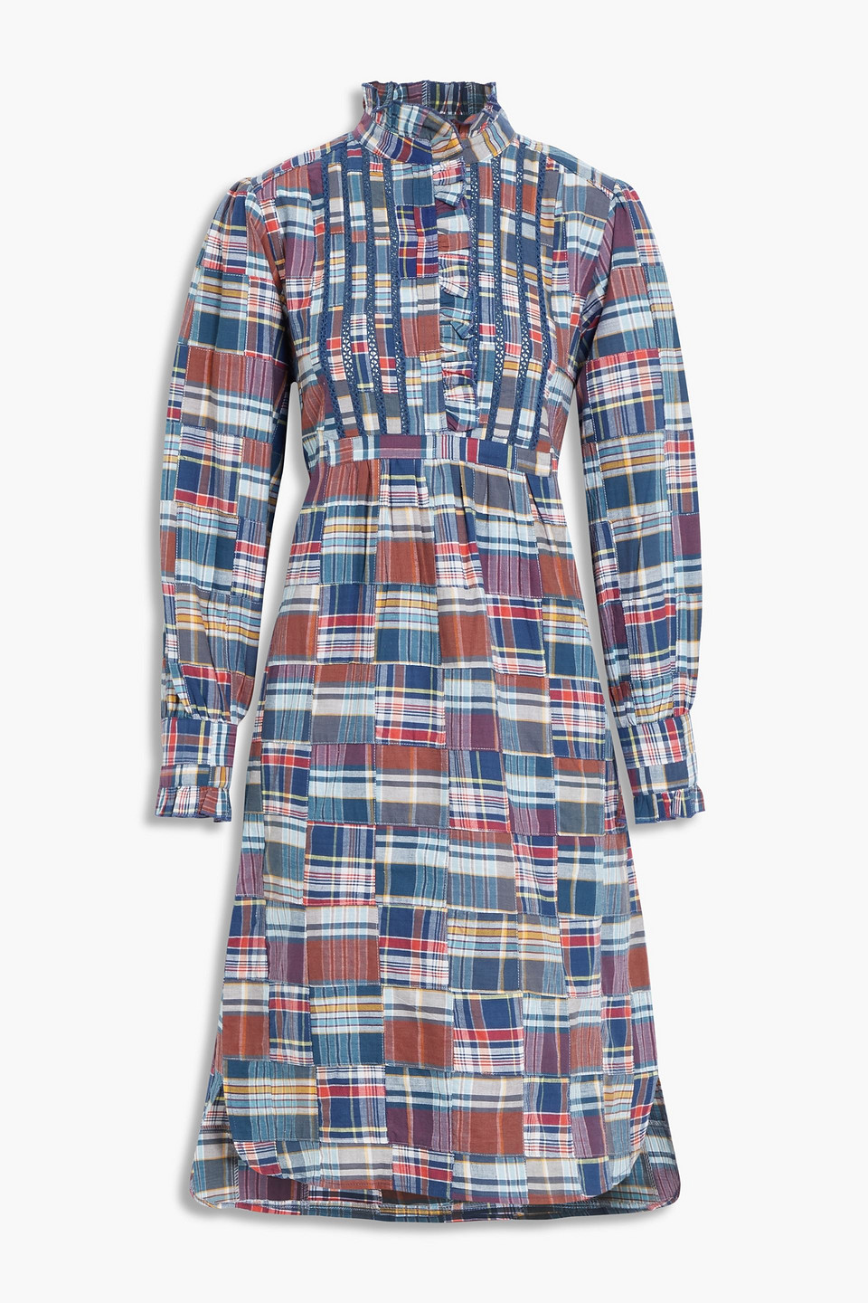 Antik Batik Jerro patchwork checked cotton-voile dress