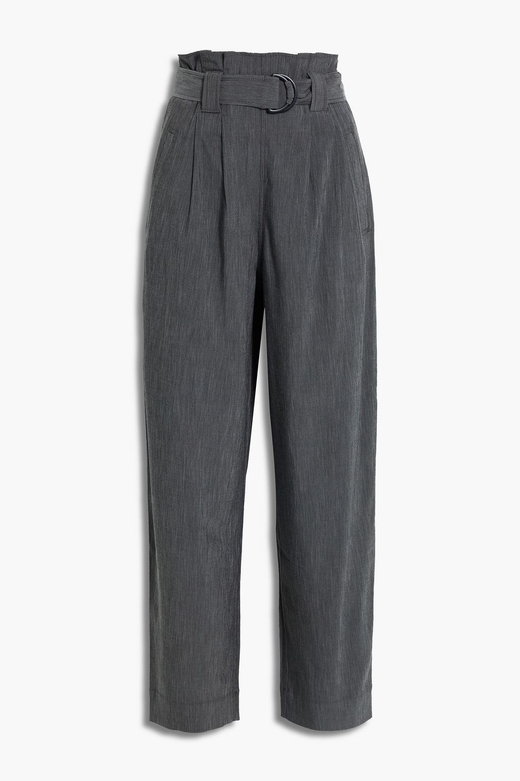 Ganni - Belted Pleated Woven Wide-Leg Pants Gray - de 42