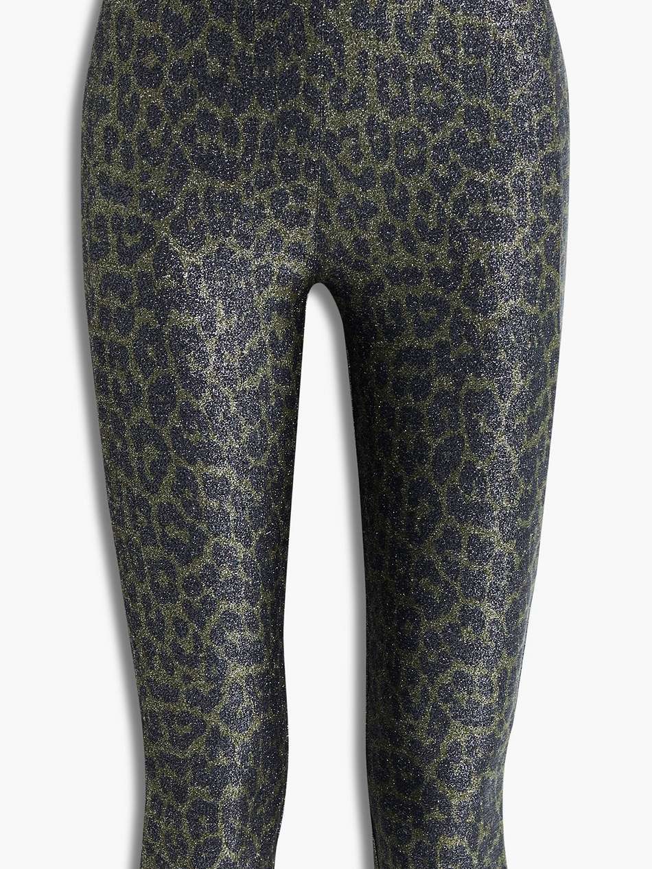 cropped metallic leopard-print stretch-jersey leggings