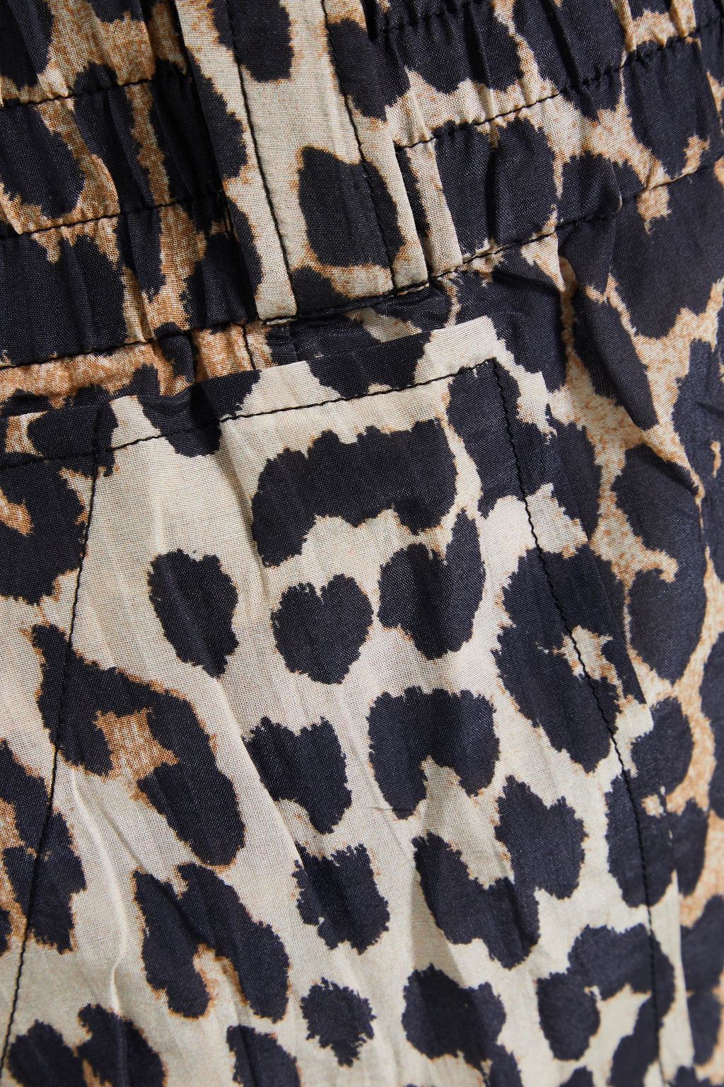 GANNI Leopard-print cotton and silk-blend shorts