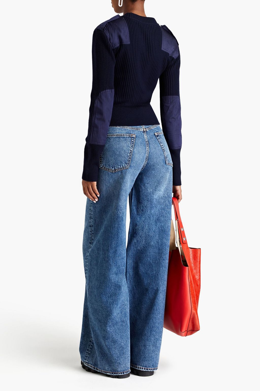 RAG & BONE Nikole satin-paneled ribbed wool sweater