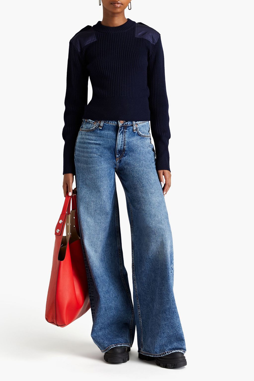 RAG & BONE Nikole satin-paneled ribbed wool sweater
