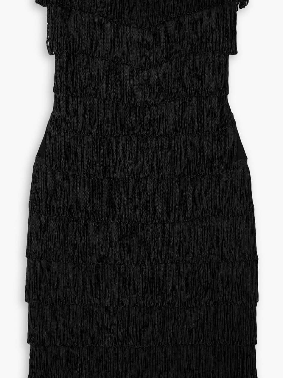 strapless fringed stretch-jersey dress