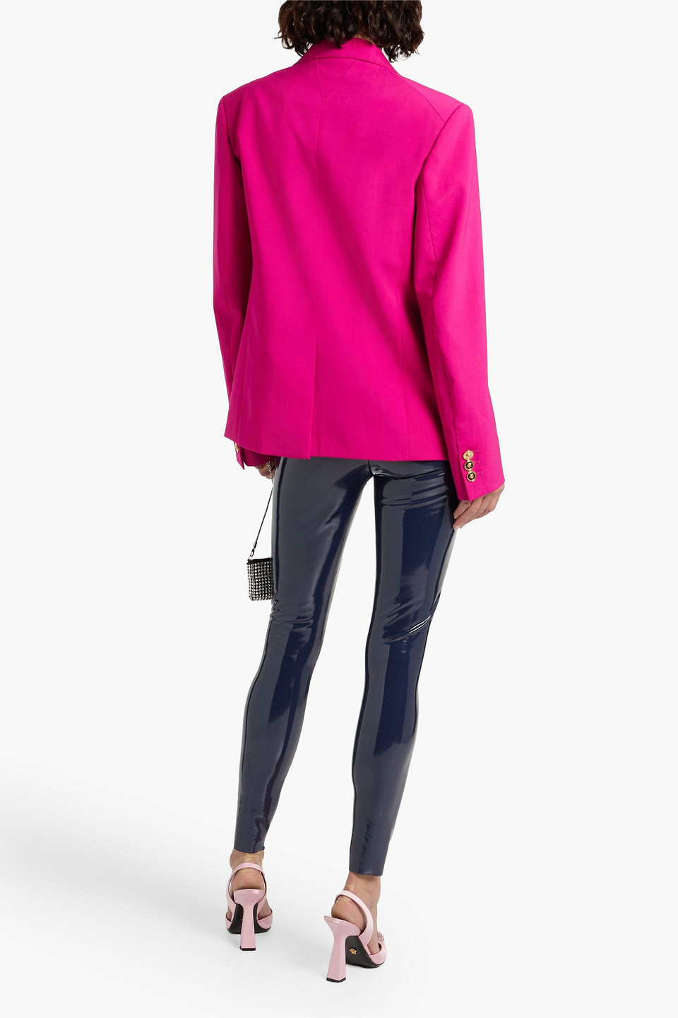 Shop Versace Wool-blend Crepe Blazer In Bright Pink