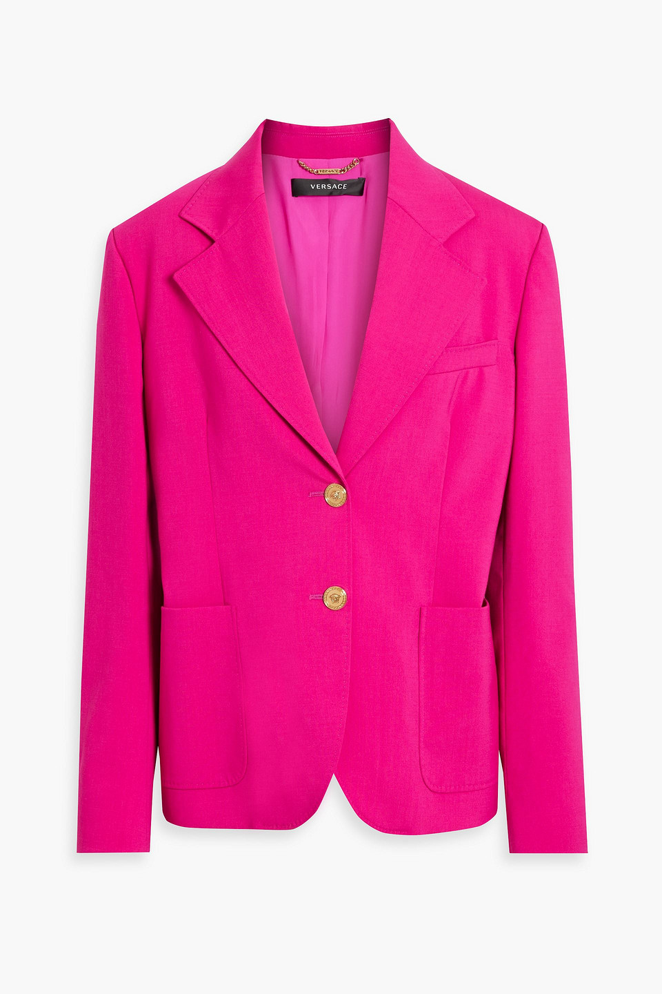 Shop Versace Wool-blend Crepe Blazer In Bright Pink